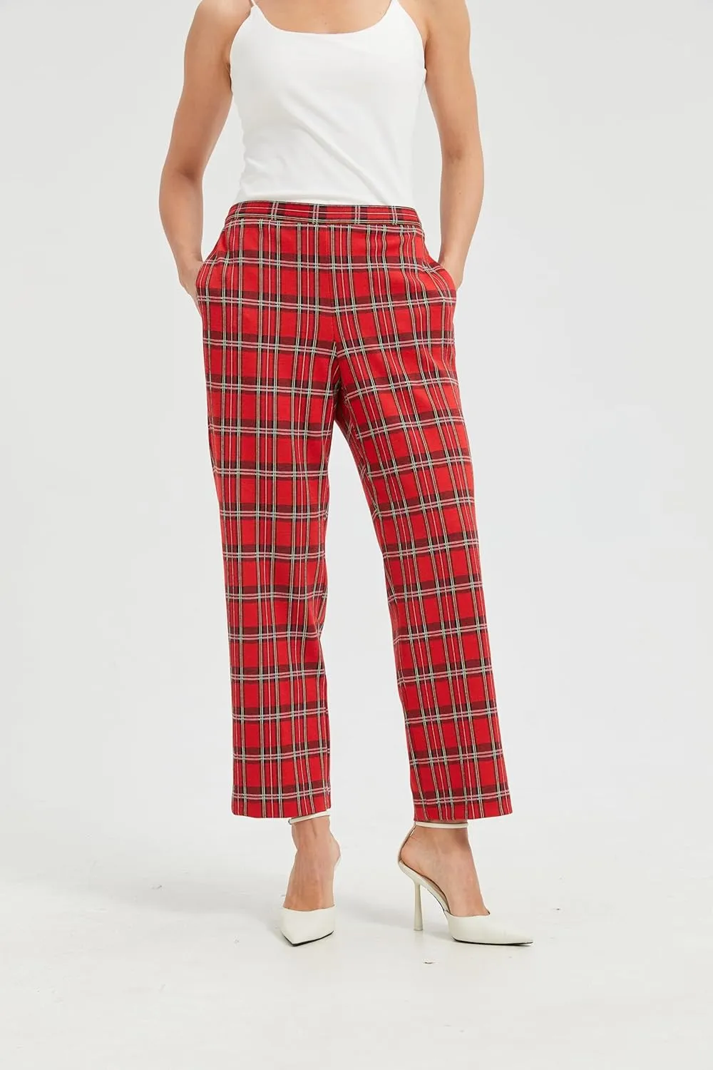 KYAL Women's High Waisted Stretchy Work Pants Straight Leg Business Office Trousers