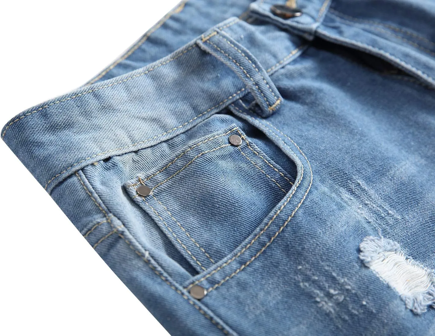 LAMKUKU Men's Ripped Jeans Slim Fit Casual Distressed Denim Pants