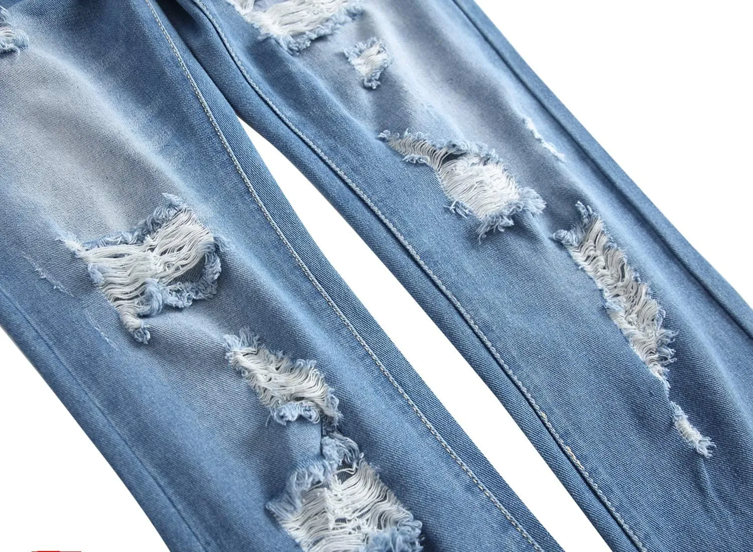 LAMKUKU Men's Ripped Jeans Slim Fit Casual Distressed Denim Pants