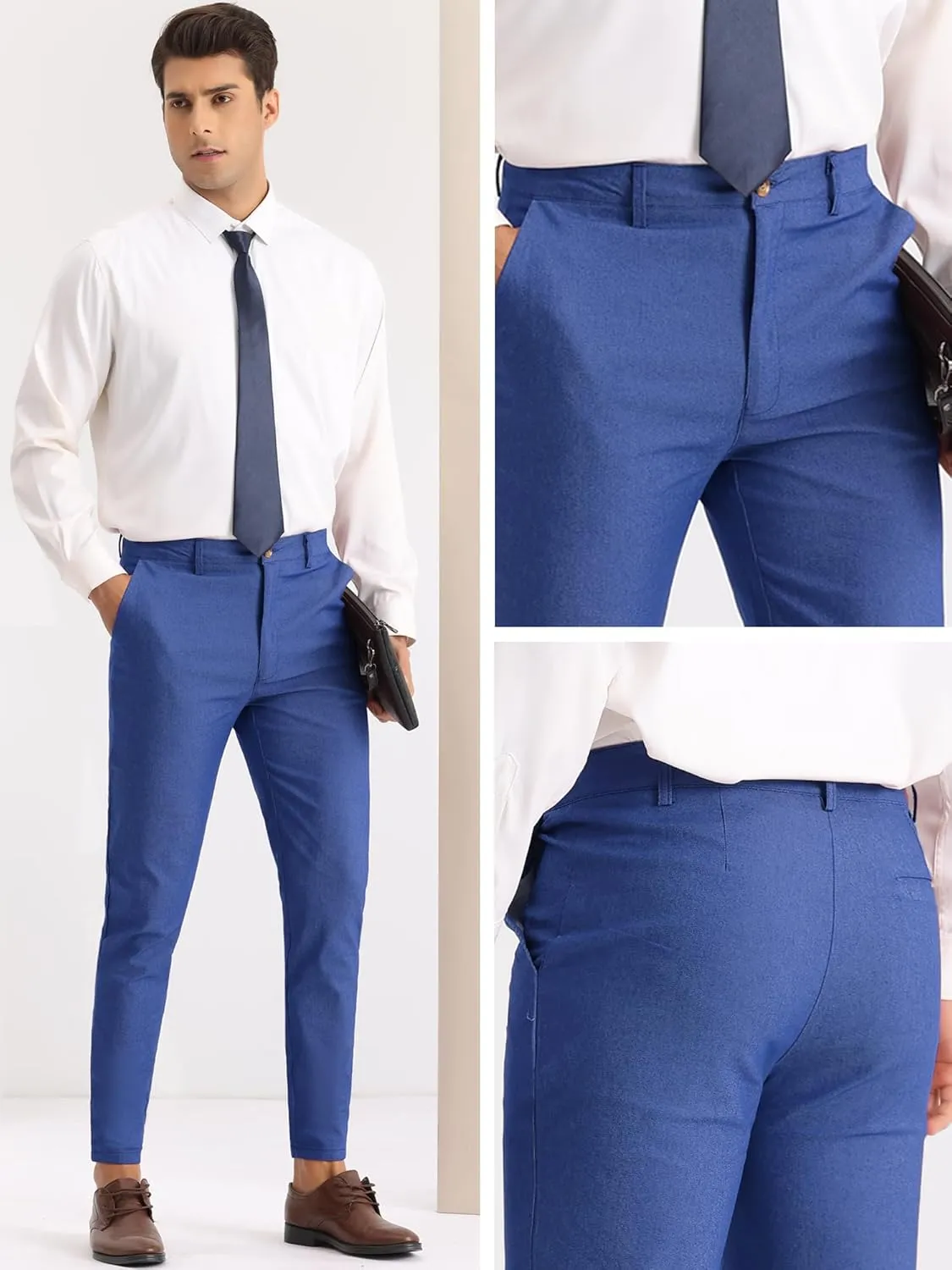 Lars Amadeus Dress Pants for Men's Slim Fit Flat Front Business Prom Skinny Tapered Chino Trousers