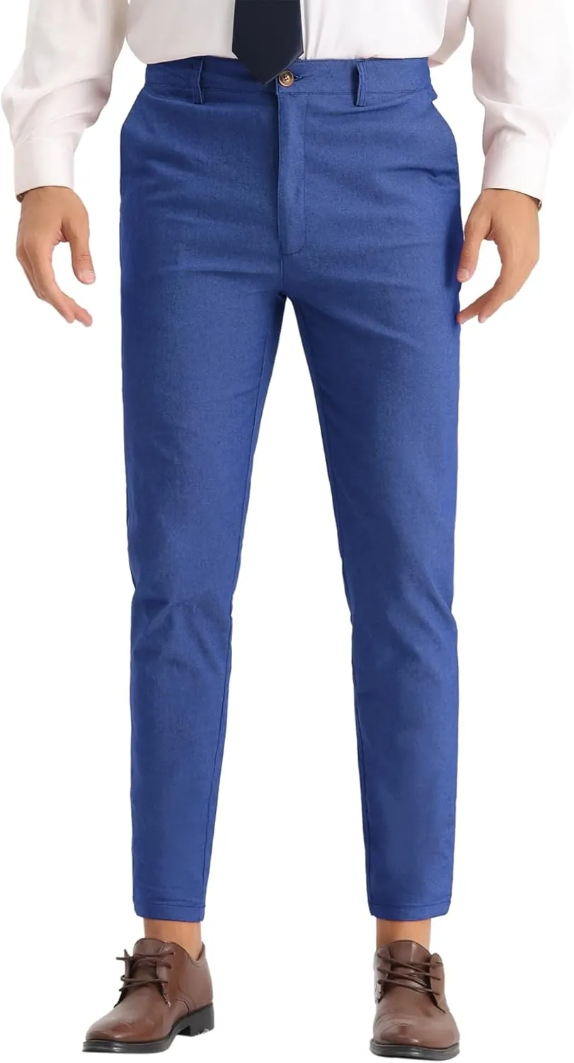 Lars Amadeus Dress Pants for Men's Slim Fit Flat Front Business Prom Skinny Tapered Chino Trousers