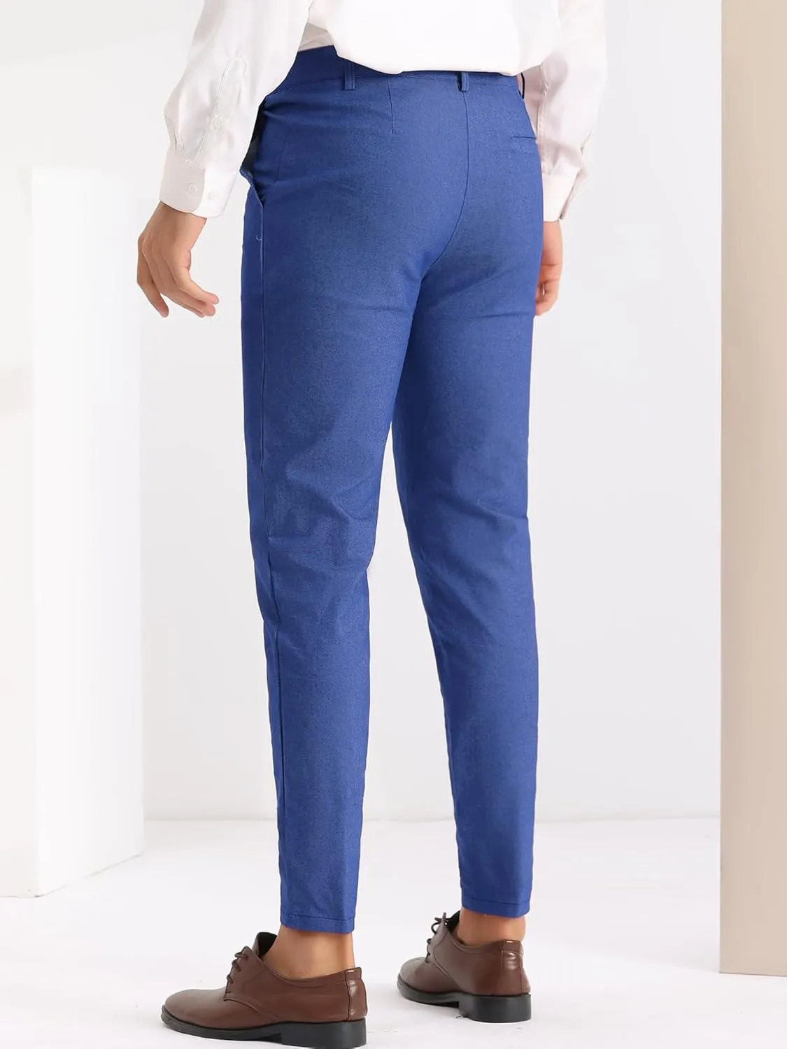 Lars Amadeus Dress Pants for Men's Slim Fit Flat Front Business Prom Skinny Tapered Chino Trousers