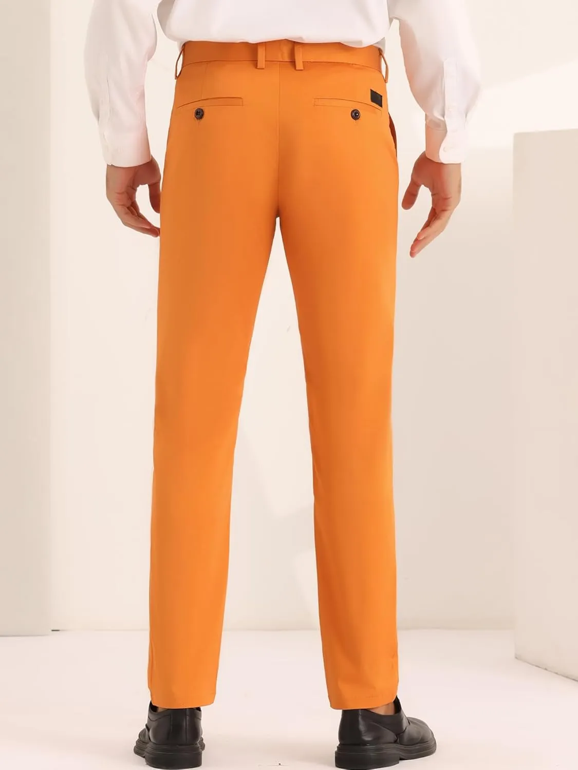 Lars Amadeus Men's Dress Chino Slim Fit Stretch Flat Front Solid Color Business Pants