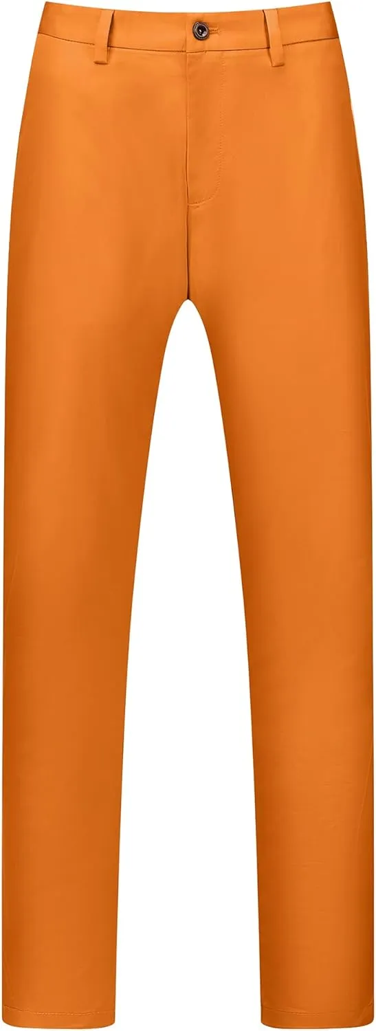 Lars Amadeus Men's Dress Chino Slim Fit Stretch Flat Front Solid Color Business Pants