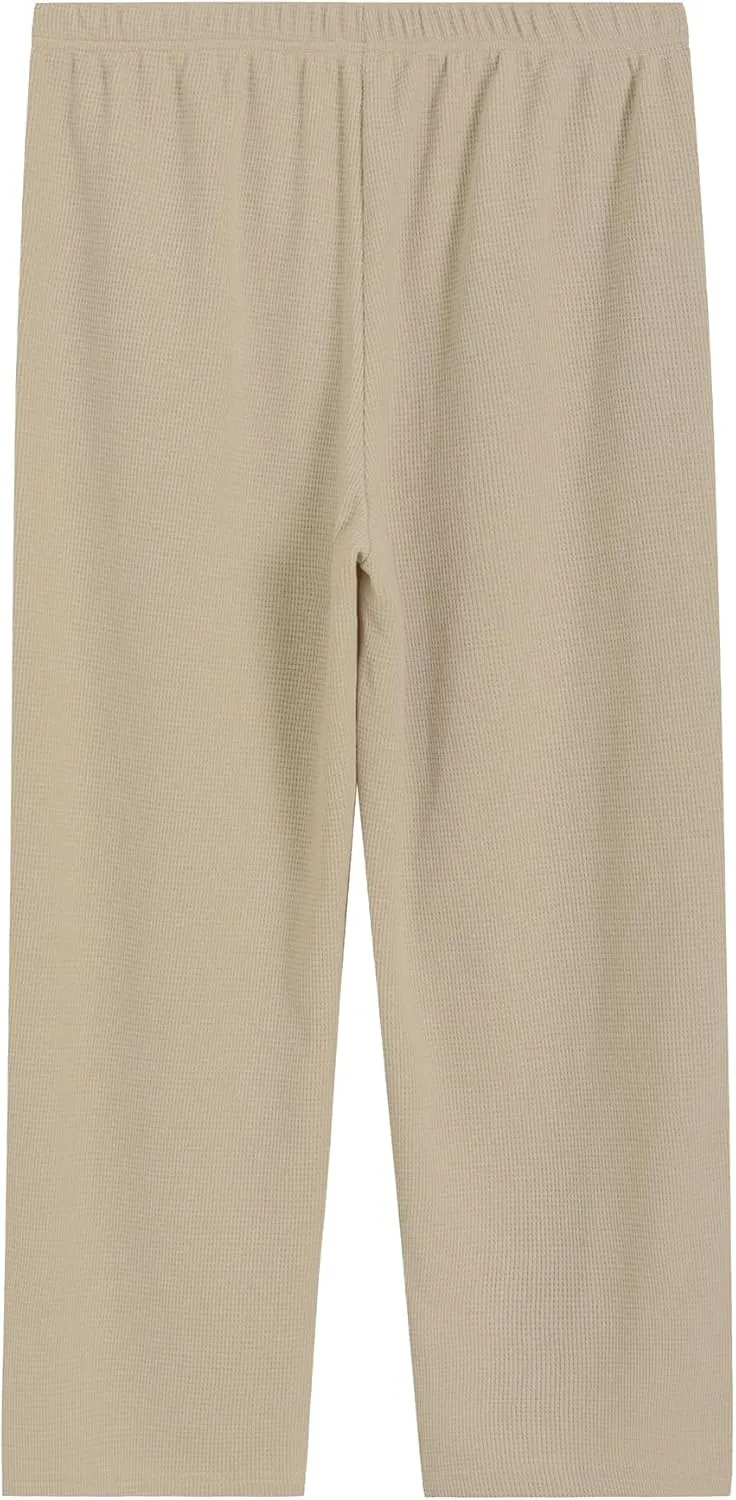 Latuza Women's Petite Short Lounge Pants Waffle Knit Pants Wide Leg