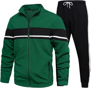 LBL Leading the Better Life Men's Sweat Suit 2 Piece Outfit Casual Contrast Sports Jogging Tracksuits Set