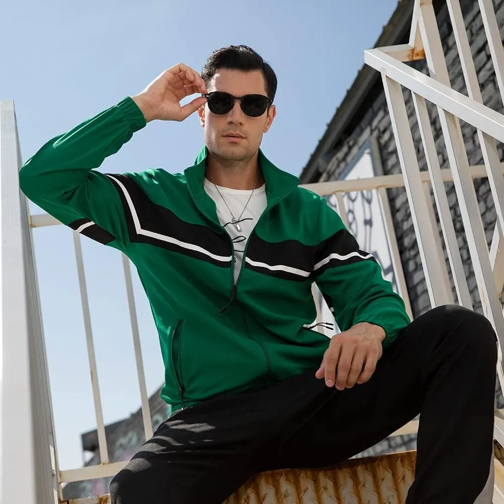 LBL Leading the Better Life Men's Sweat Suit 2 Piece Outfit Casual Contrast Sports Jogging Tracksuits Set