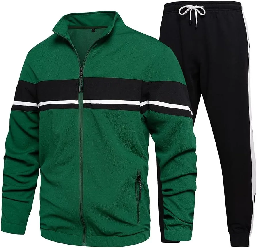 LBL Leading the Better Life Men's Sweat Suit 2 Piece Outfit Casual Contrast Sports Jogging Tracksuits Set