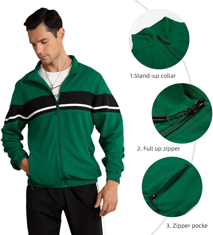LBL Leading the Better Life Men's Sweat Suit 2 Piece Outfit Casual Contrast Sports Jogging Tracksuits Set