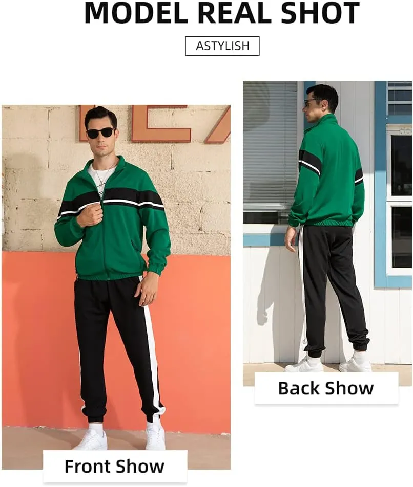LBL Leading the Better Life Men's Sweat Suit 2 Piece Outfit Casual Contrast Sports Jogging Tracksuits Set
