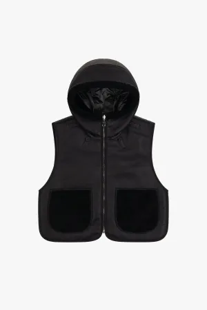 Leather & Shearling Zip Hood - Black & Dark Olive / Black & Anthracite