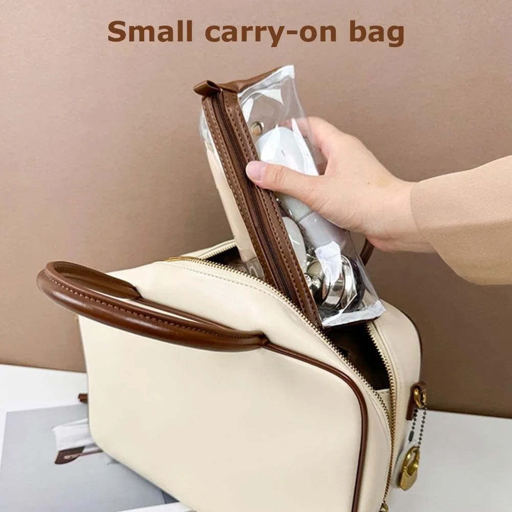 Leather Waterproof Cosmetic Bag, Foldable Toiletry Bag with Detachable Pouches, Large Capacity 4-in-1 Roll-Up Cosmetic Storage with Handle, Hanging Cosmetic Travel Bag For Women