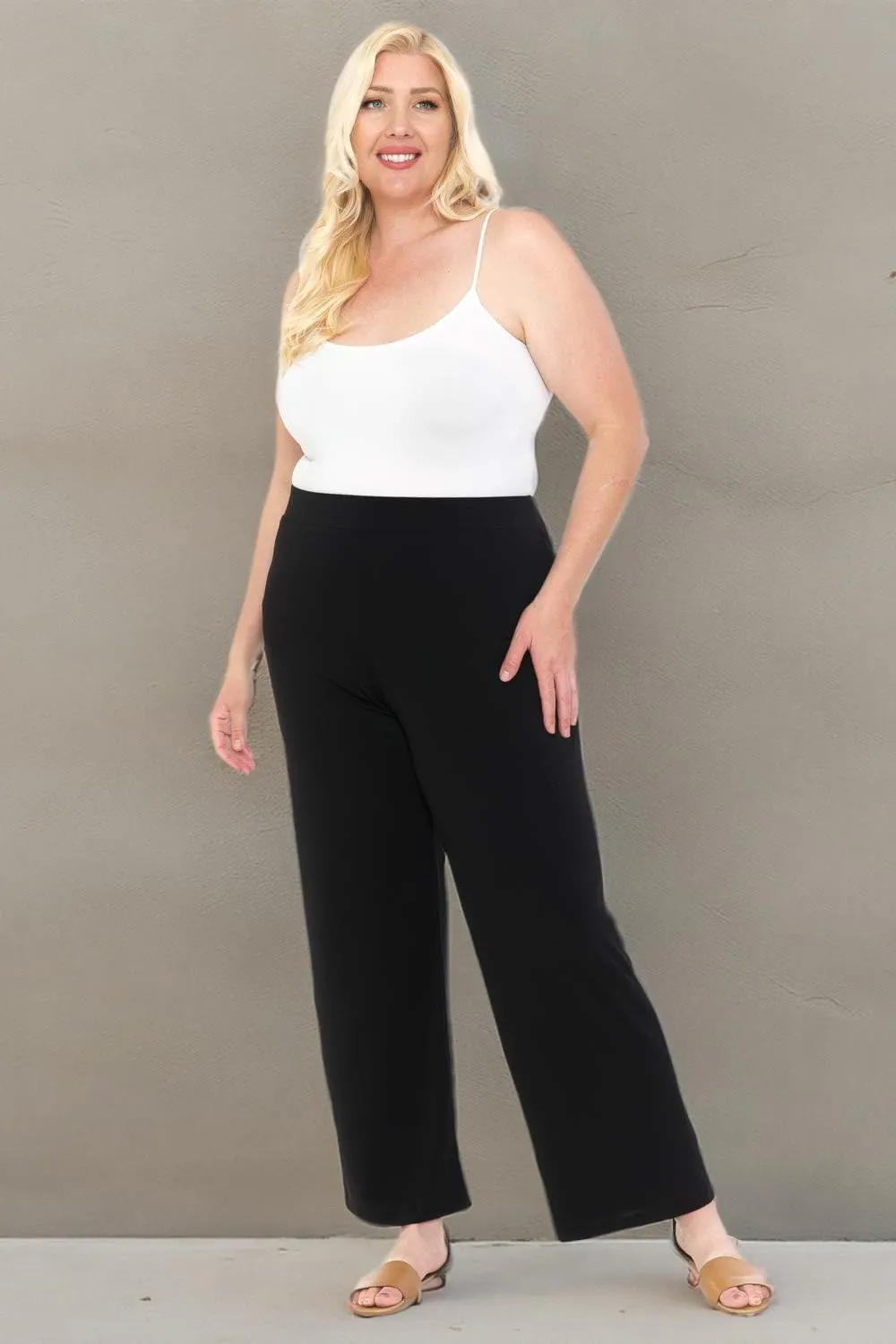 LEEBE Women and Plus Size Pull On ITY Knit Straight Wide Leg Pant (Small-5X)