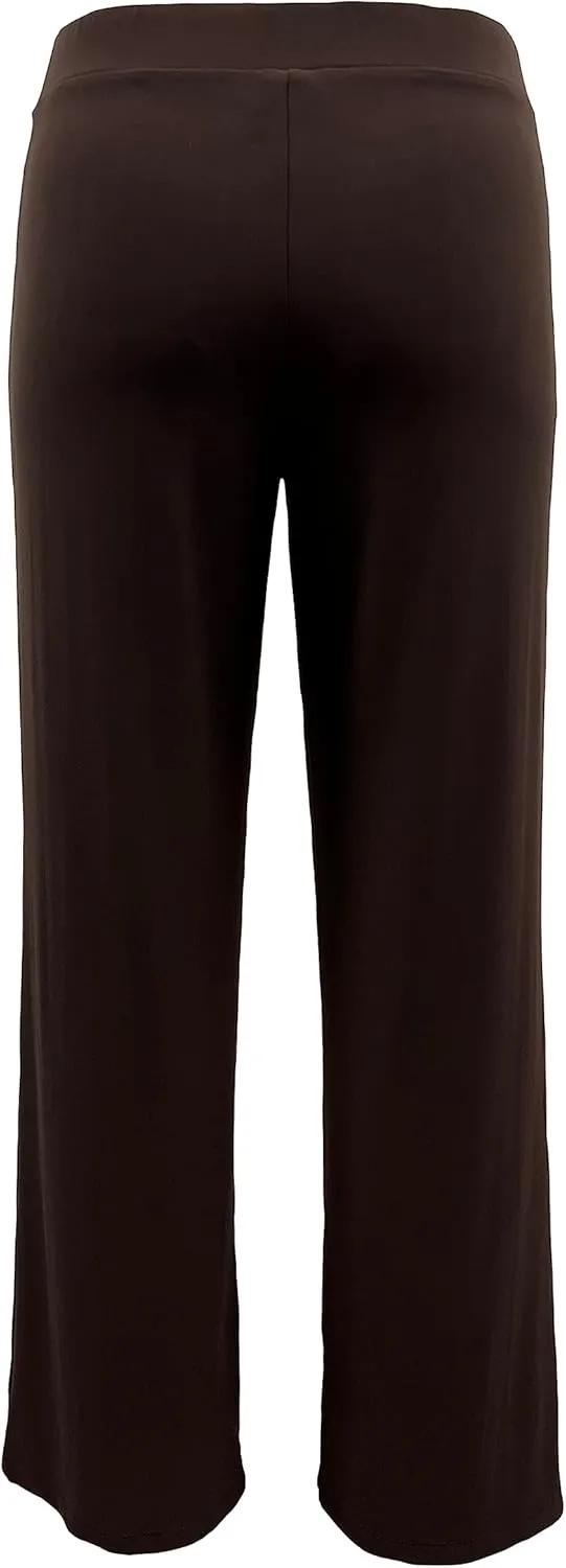 LEEBE Women and Plus Size Pull On ITY Knit Straight Wide Leg Pant (Small-5X)