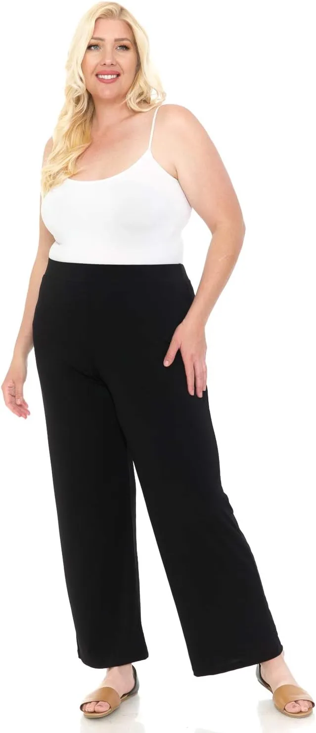LEEBE Women and Plus Size Pull On ITY Knit Straight Wide Leg Pant (Small-5X)