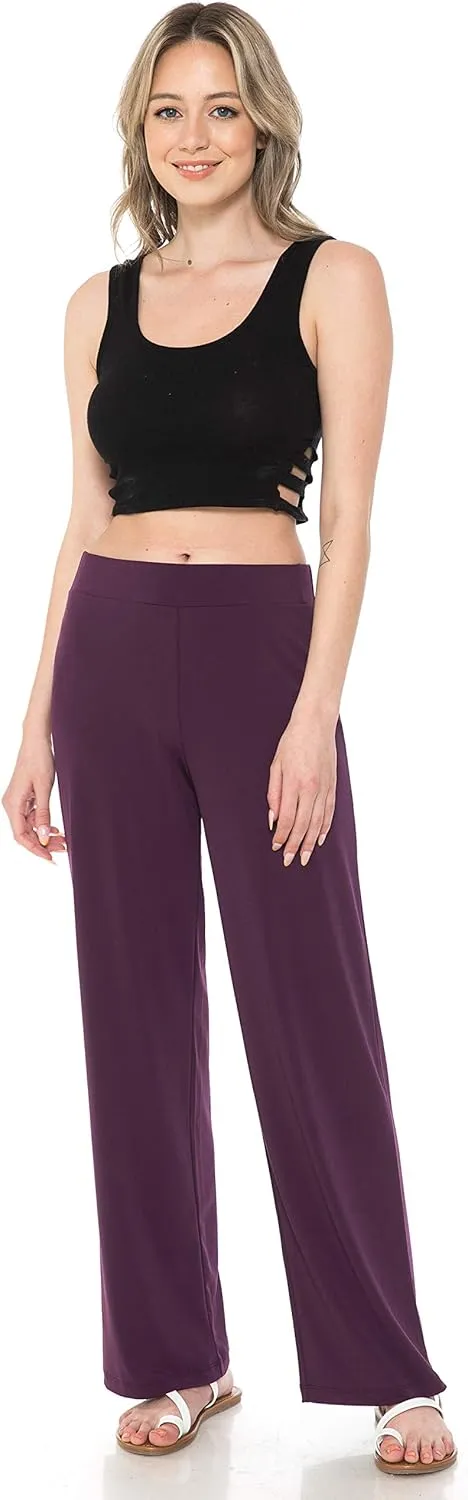 LEEBE Women and Plus Size Pull On ITY Knit Straight Wide Leg Pant (Small-5X)
