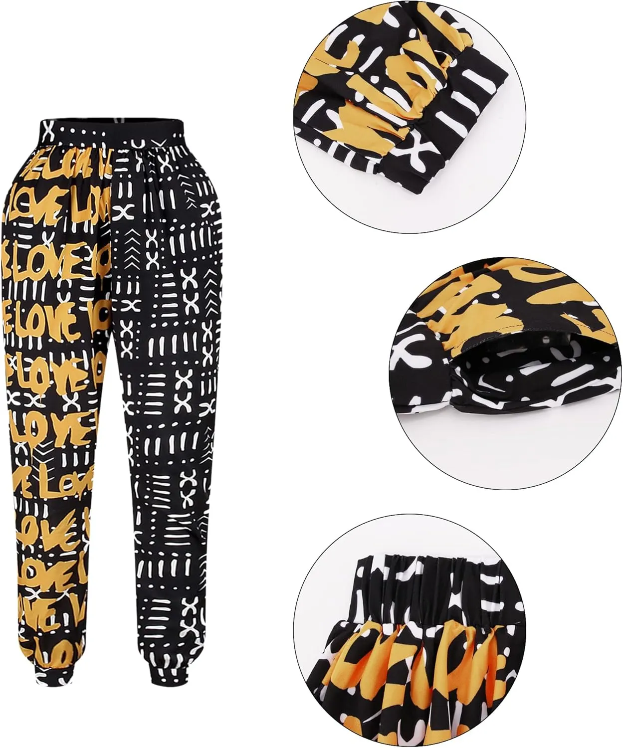 Liliam Women's Boho Floral Print Harem Pants High Waist Hippie Pants Trousers with Pockets