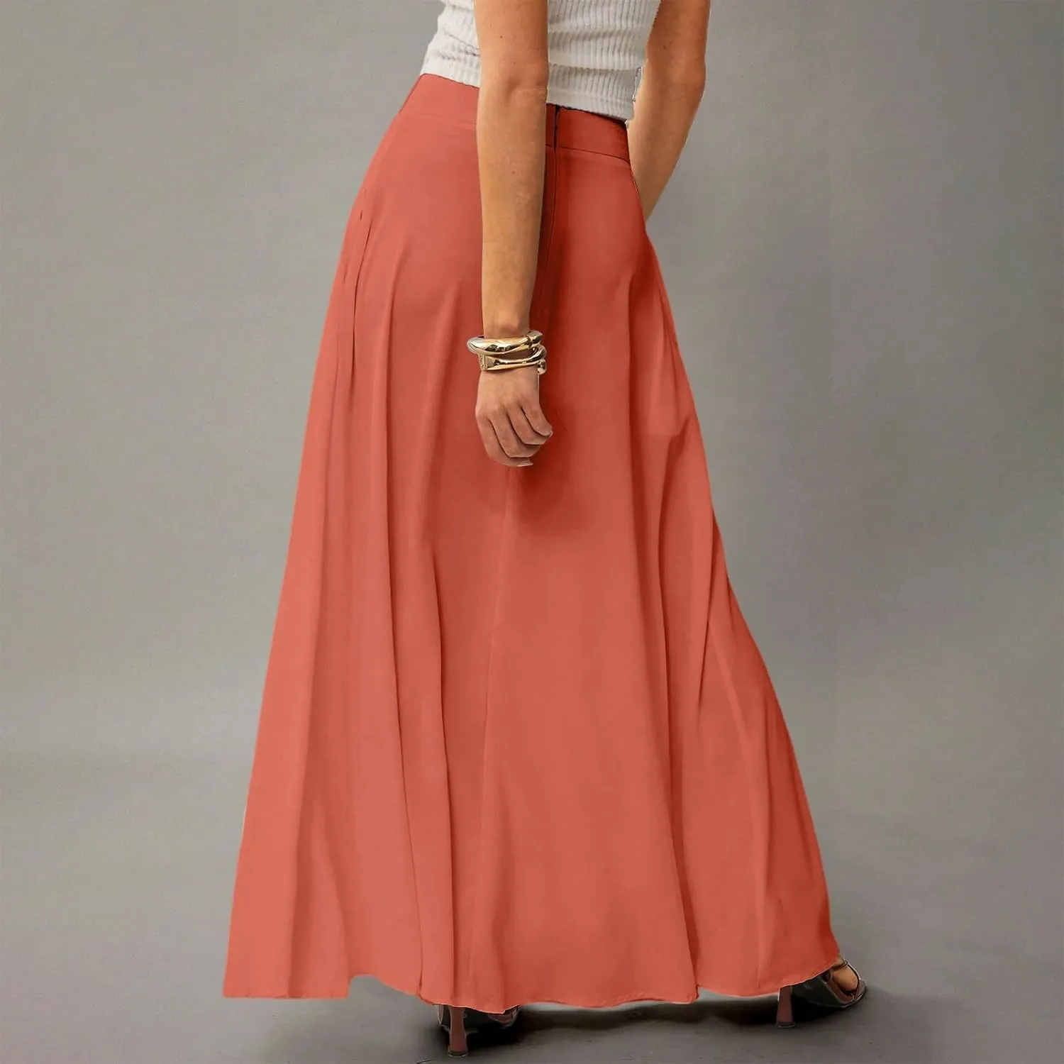 Long Skirts for Women Floral Boho High Waisted Maxi Skirts with Pockets Flowy Beach Vacation Casual A Line Skirt