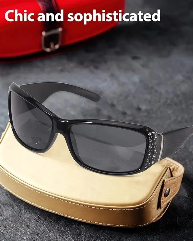 LVIOE Sunglasses Womens Polarised Rhinestones Wrap Around Ladies Sunglasses UV Protection