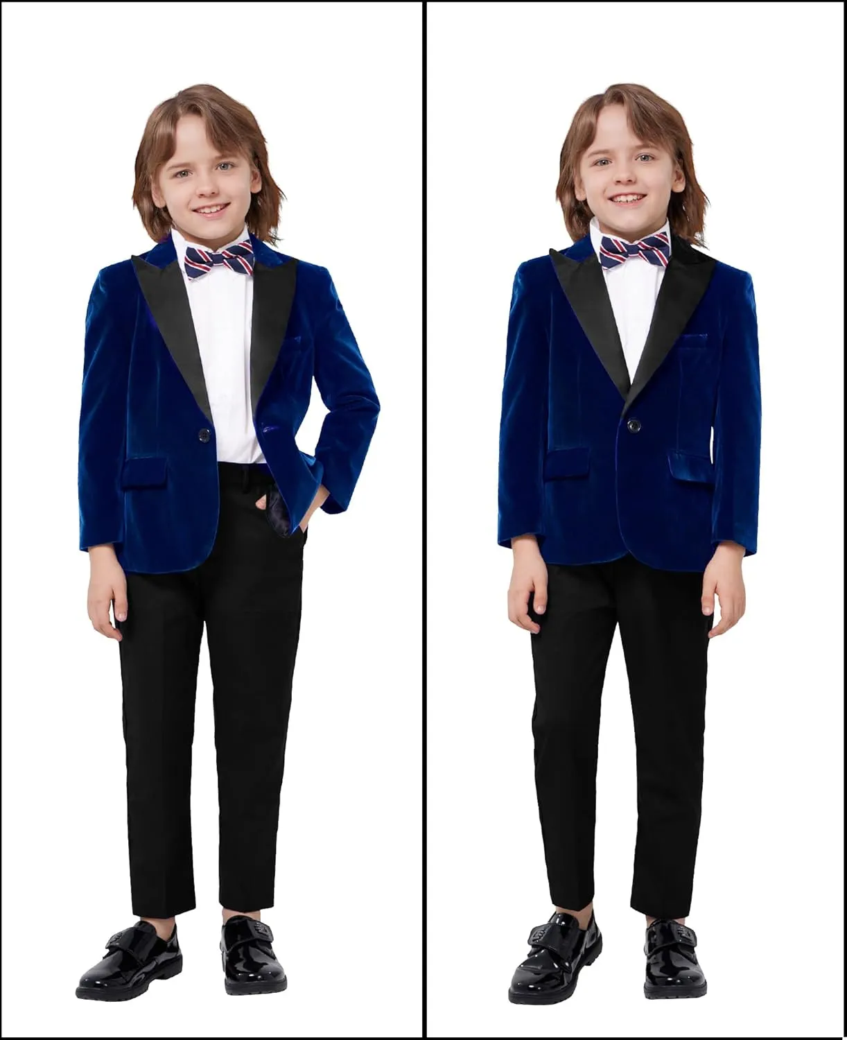 MAGE MALE Boys Velvet 3 Pieces Suit Multiple Colour Jacket Pants Set for Wedding Prom Party Tuxedo with Kids Suspenders