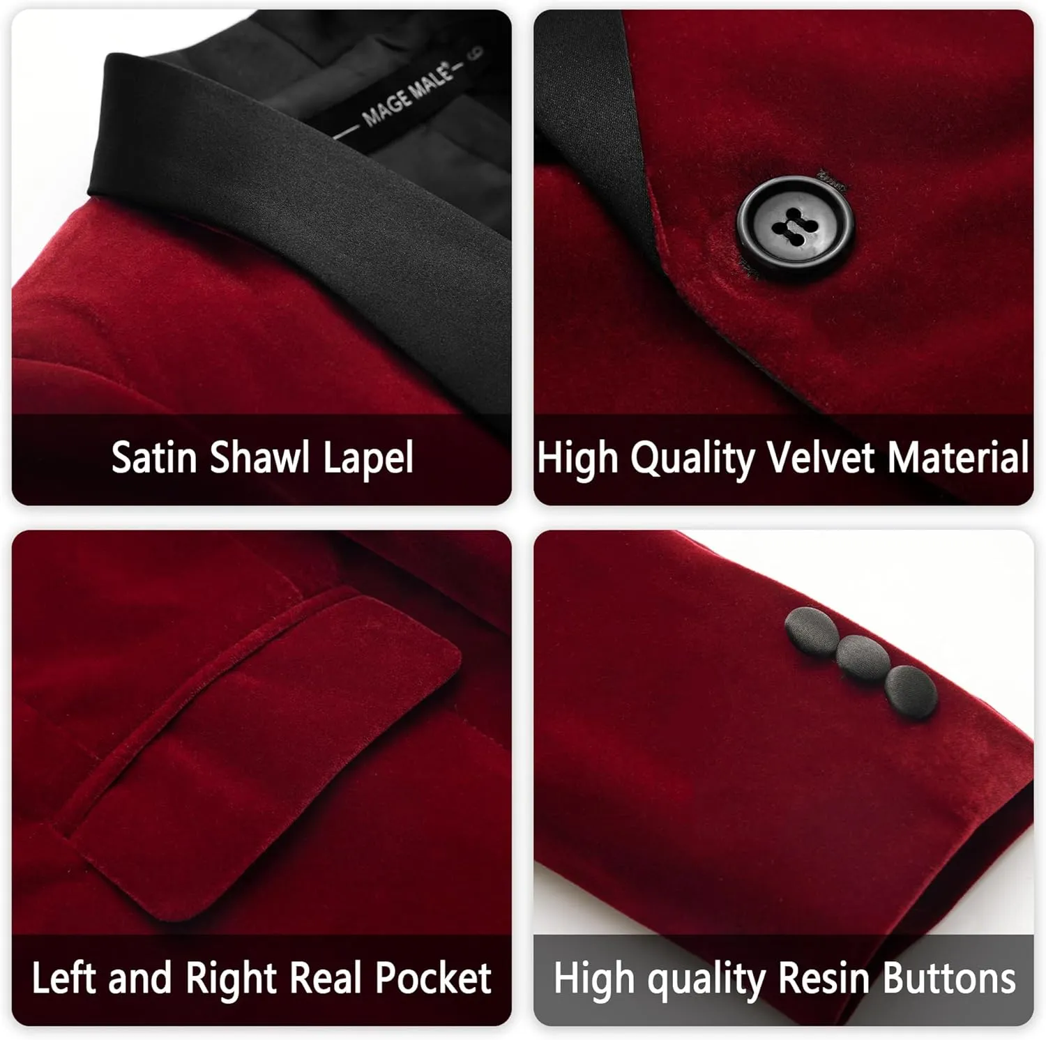 MAGE MALE Boys Velvet 3 Pieces Suit Multiple Colour Jacket Pants Set for Wedding Prom Party Tuxedo with Kids Suspenders