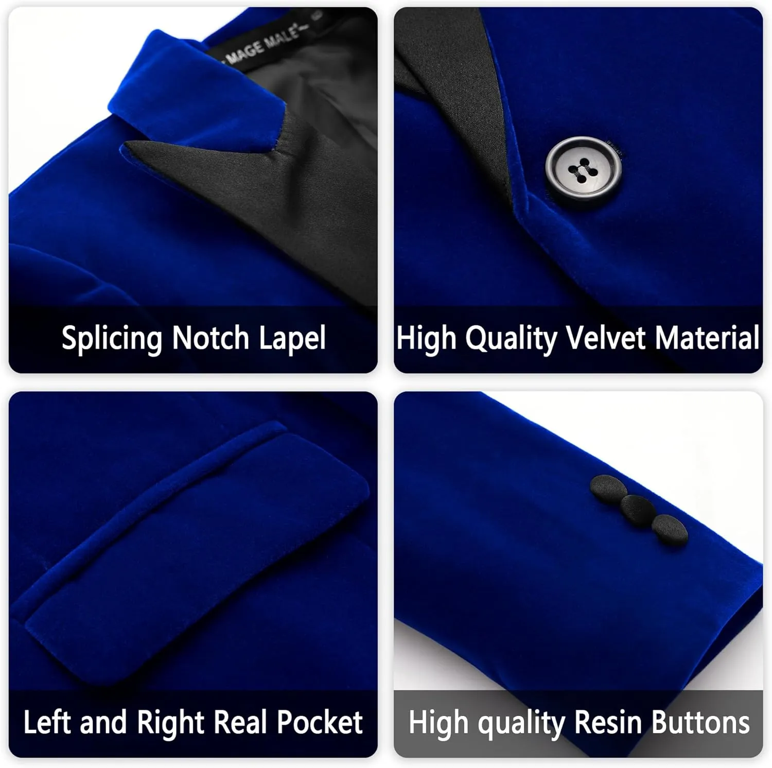 MAGE MALE Boys Velvet 3 Pieces Suit Multiple Colour Jacket Pants Set for Wedding Prom Party Tuxedo with Kids Suspenders