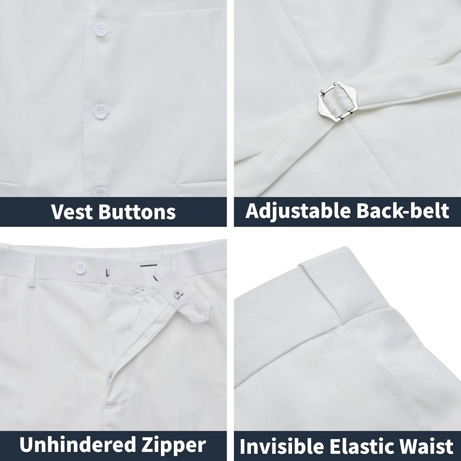 MAGE MALE Men's 3 Piece Suit Slim Fit Solid One Button Party Wedding Tuxedo Suits Blazer Jacket Vest Pants Set