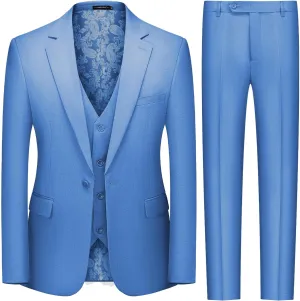 MAGE MALE Men's 3 Pieces Suit Slim Fit One Button Business Wedding Party Solid Blazer Vest Pants Set with Tie