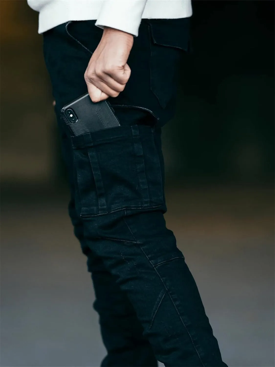Maiyifu-GJ Men's Skinny Slim Fit Jeans Stretch 6 Pockets Denim Pencil Pants Casual Hip Hop Side Pocket Jean Trousers