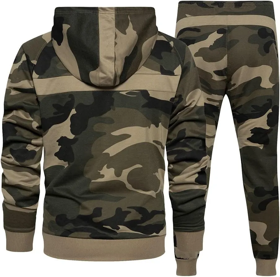 MANLUODANNI Mens Sweatsuits 2 Piece Hoodie Tracksuit Casual Comfy Camo Suits for Men