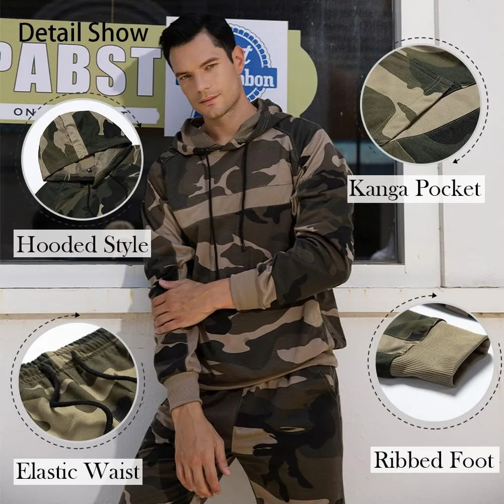 MANLUODANNI Mens Sweatsuits 2 Piece Hoodie Tracksuit Casual Comfy Camo Suits for Men
