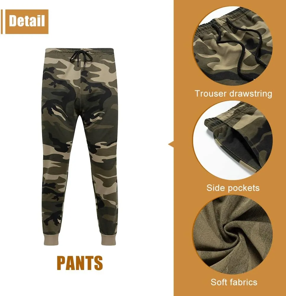 MANTORS Mens Camo Tracksuit Casual Hooded Track Suits Long Sleeve Hoodie and Sweatpant Jogging Sweatsuit