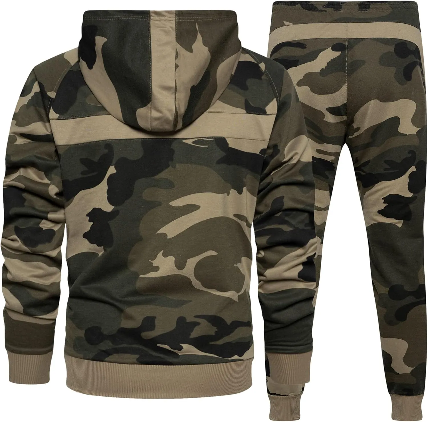 MANTORS Mens Camo Tracksuit Casual Hooded Track Suits Long Sleeve Hoodie and Sweatpant Jogging Sweatsuit