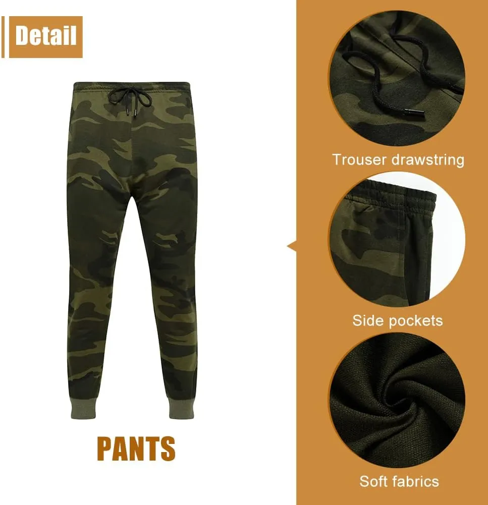 MANTORS Mens Camo Tracksuit Casual Hooded Track Suits Long Sleeve Hoodie and Sweatpant Jogging Sweatsuit