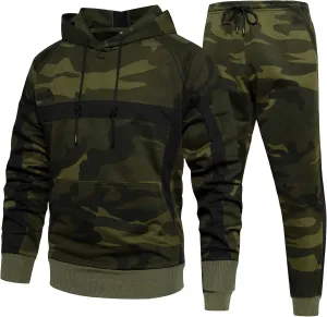 MANTORS Mens Camo Tracksuit Casual Hooded Track Suits Long Sleeve Hoodie and Sweatpant Jogging Sweatsuit