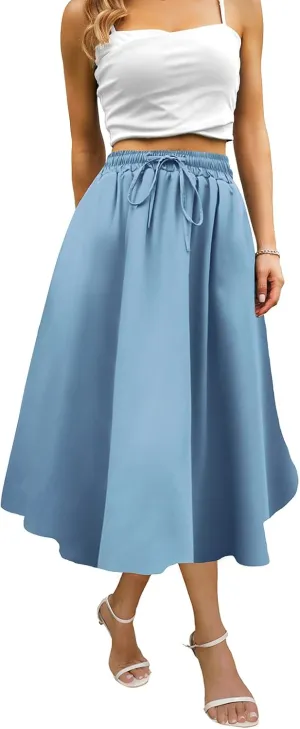 Maxi Skirts for Women with Pockets Long Midi Length Casual Skirt for Beach Party Holiday