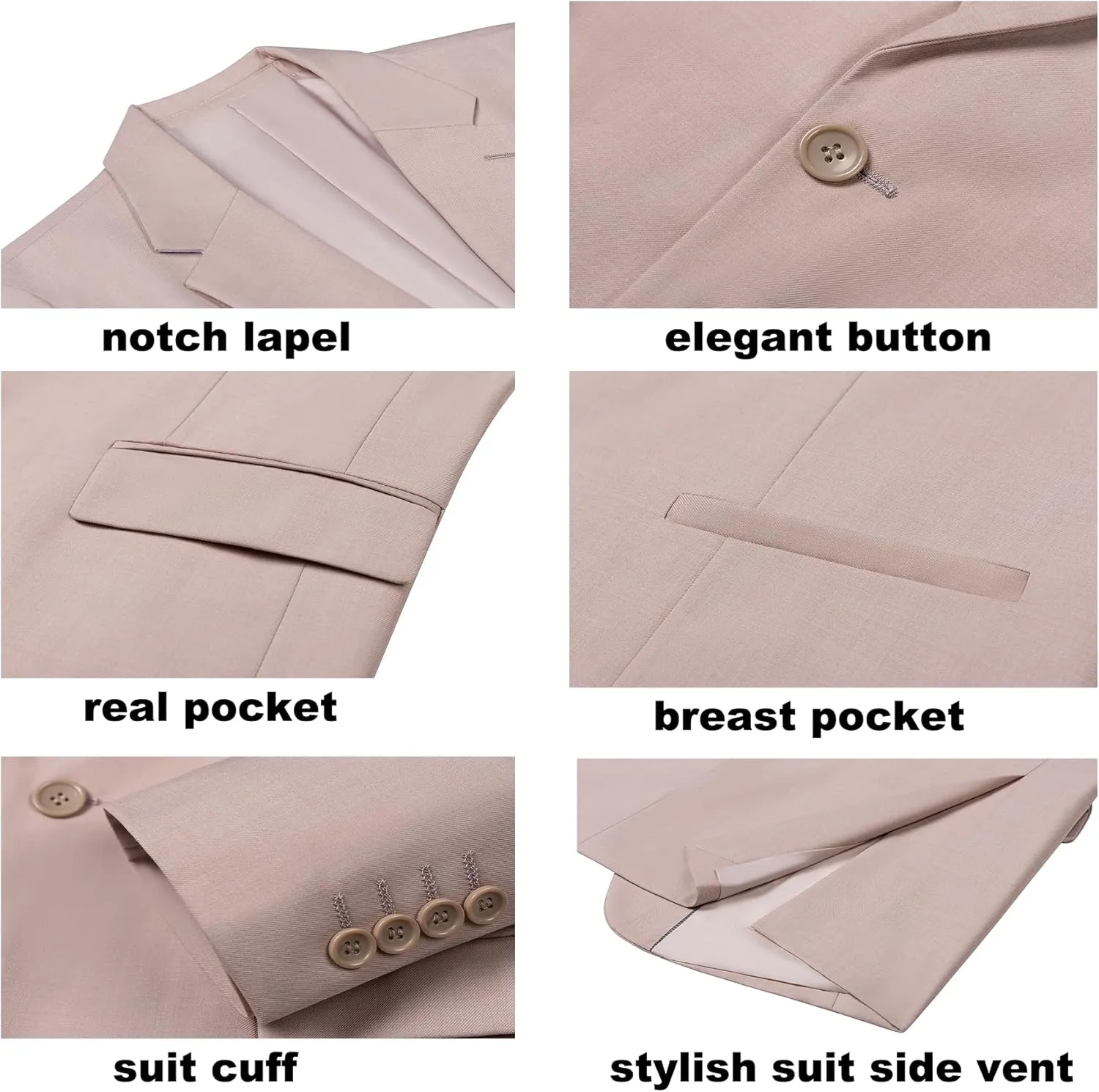 Men's 3 Piece Regualr Fit One Button Formal Business Men Suit Groomsman Tuxedos for Wedding(Blazer Vest Pant)
