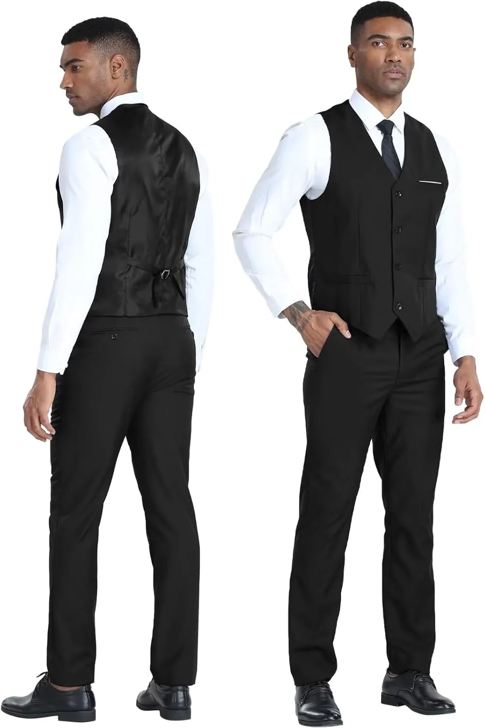Men's 3 Piece Slim Fit Suit Set, Two Button Blazer Solid Suit Jacket Vest Pants Tuxedo Set for Wedding Prom