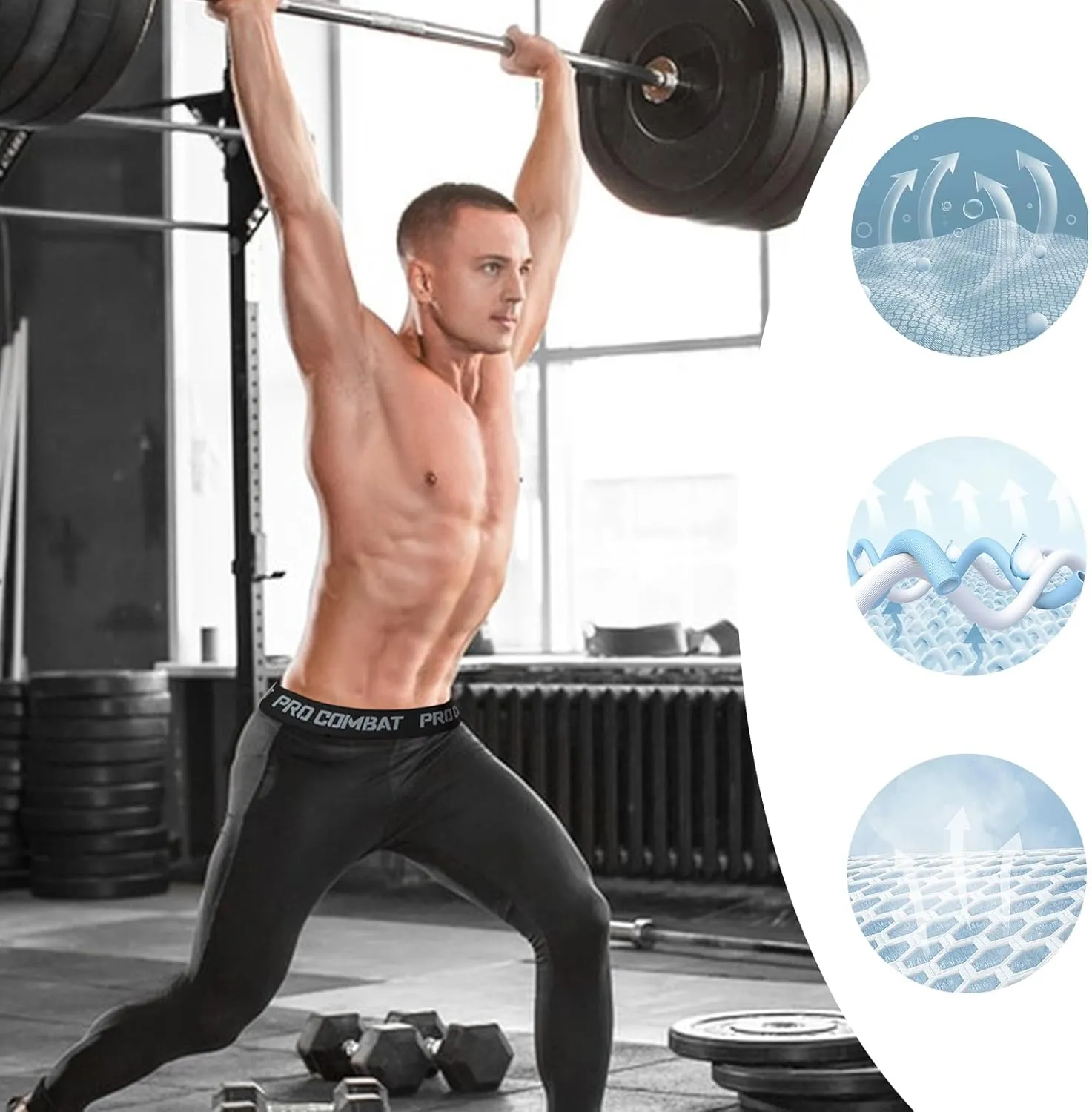 Mens 3/4 Compression Pants, Athletic Leggings Running Workout Tights Base Layer for Basketball Sports Football Gym