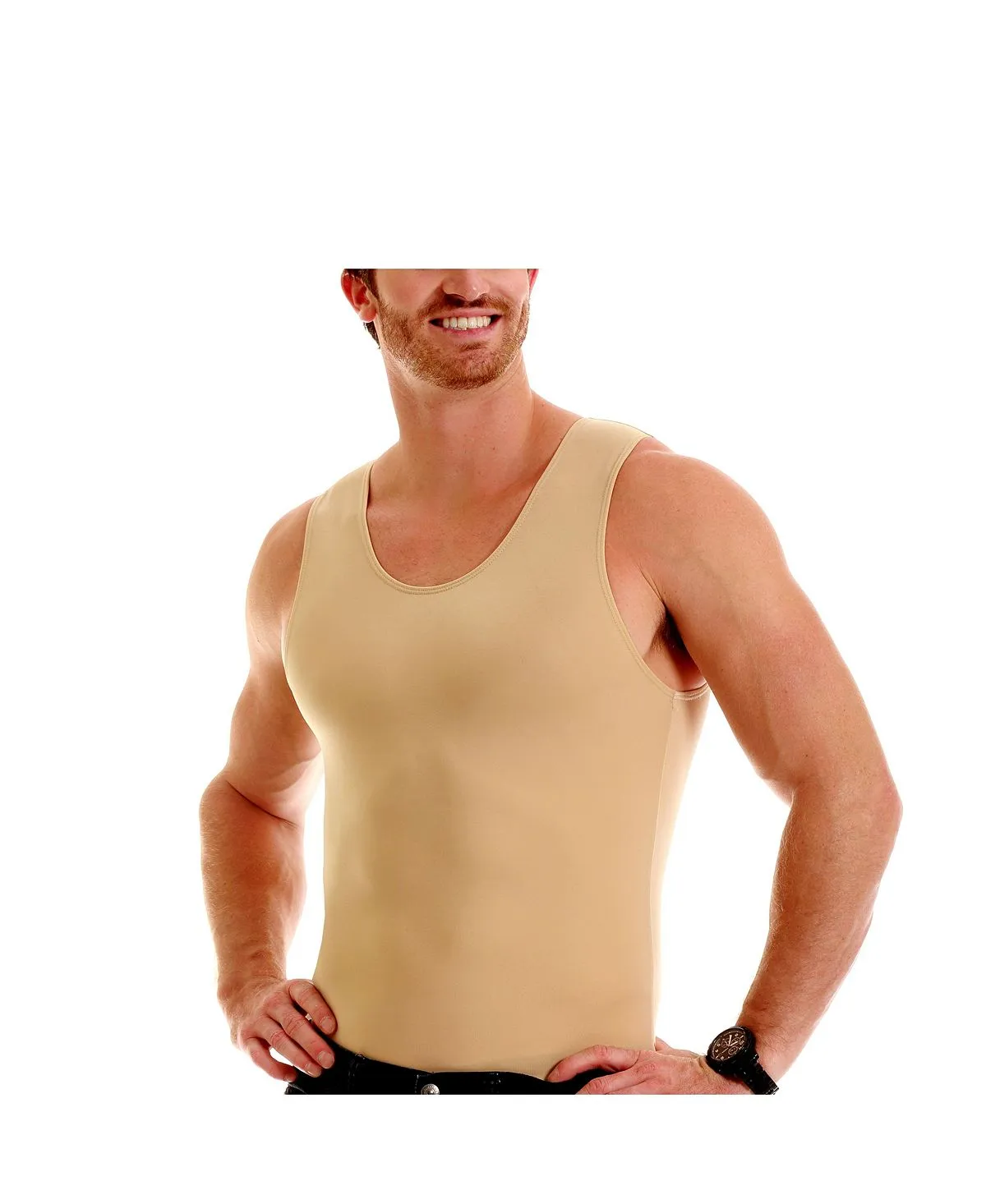 Men's big & tall insta slim T-shirt with compression muscles Instaslim, black
