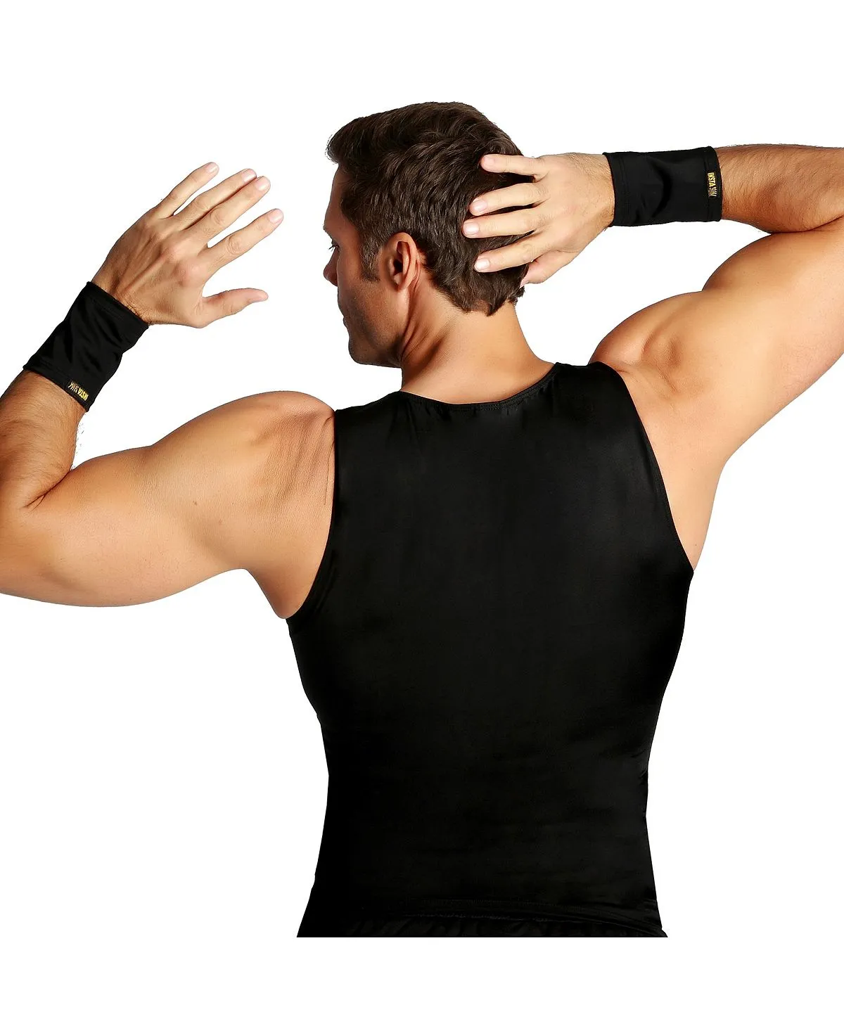 Men's big & tall insta slim T-shirt with compression muscles Instaslim, black