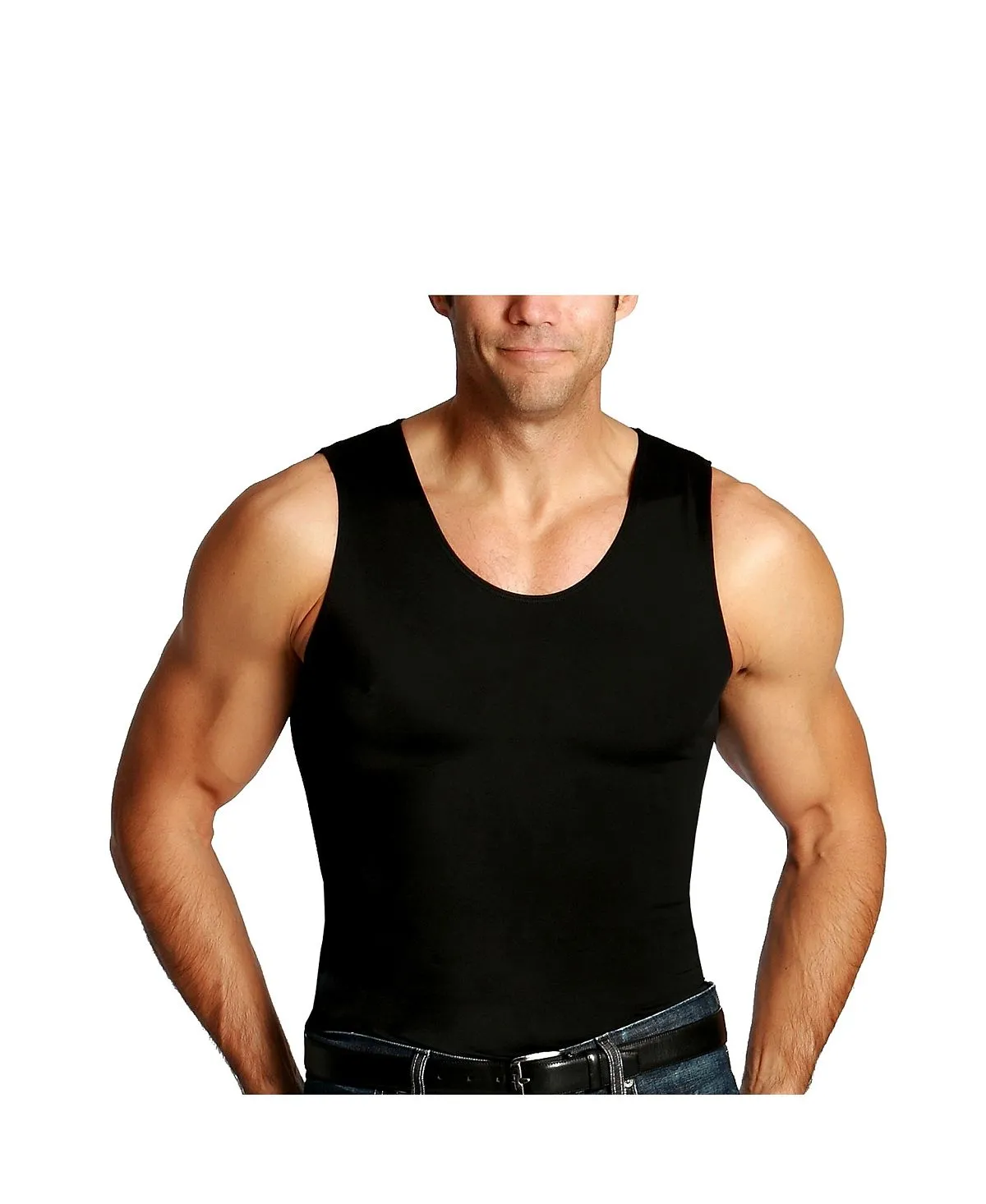 Men's big & tall insta slim T-shirt with compression muscles Instaslim, black