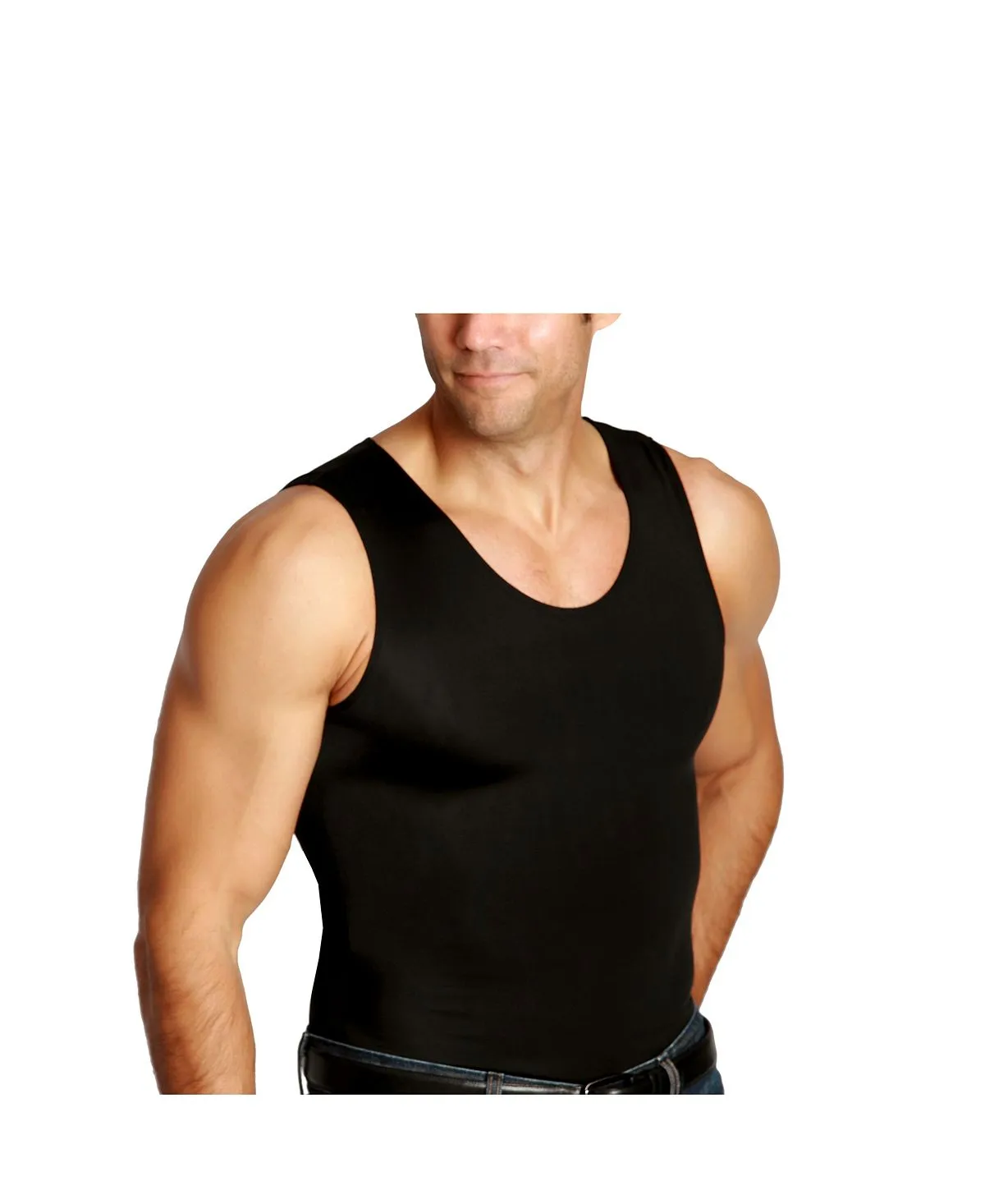 Men's big & tall insta slim T-shirt with compression muscles Instaslim, black