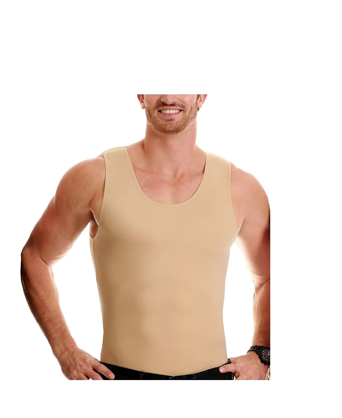 Men's big & tall insta slim T-shirt with compression muscles Instaslim, black
