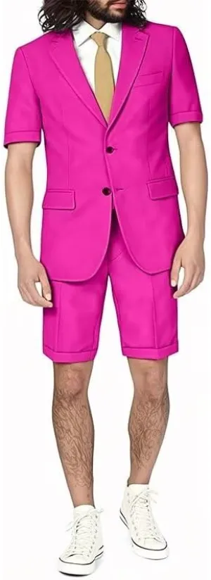 Men's Casual 2 Piece Summer Short Sleeve Suit Shorts Suit Beach Wedding Men's Suit Set