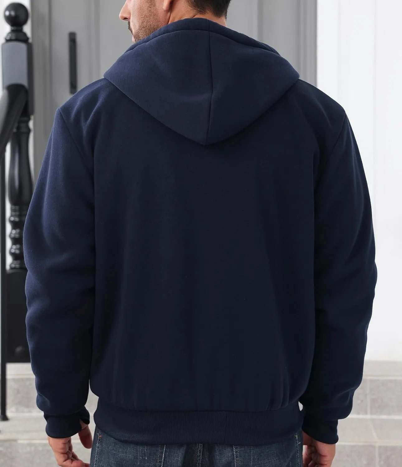 Men’s Full Zip Up Hoodies Sherpa Fleece Lined Hoodie Heavyweight Thick Flannel Jacket Heavy Duty Warm Winter Coat