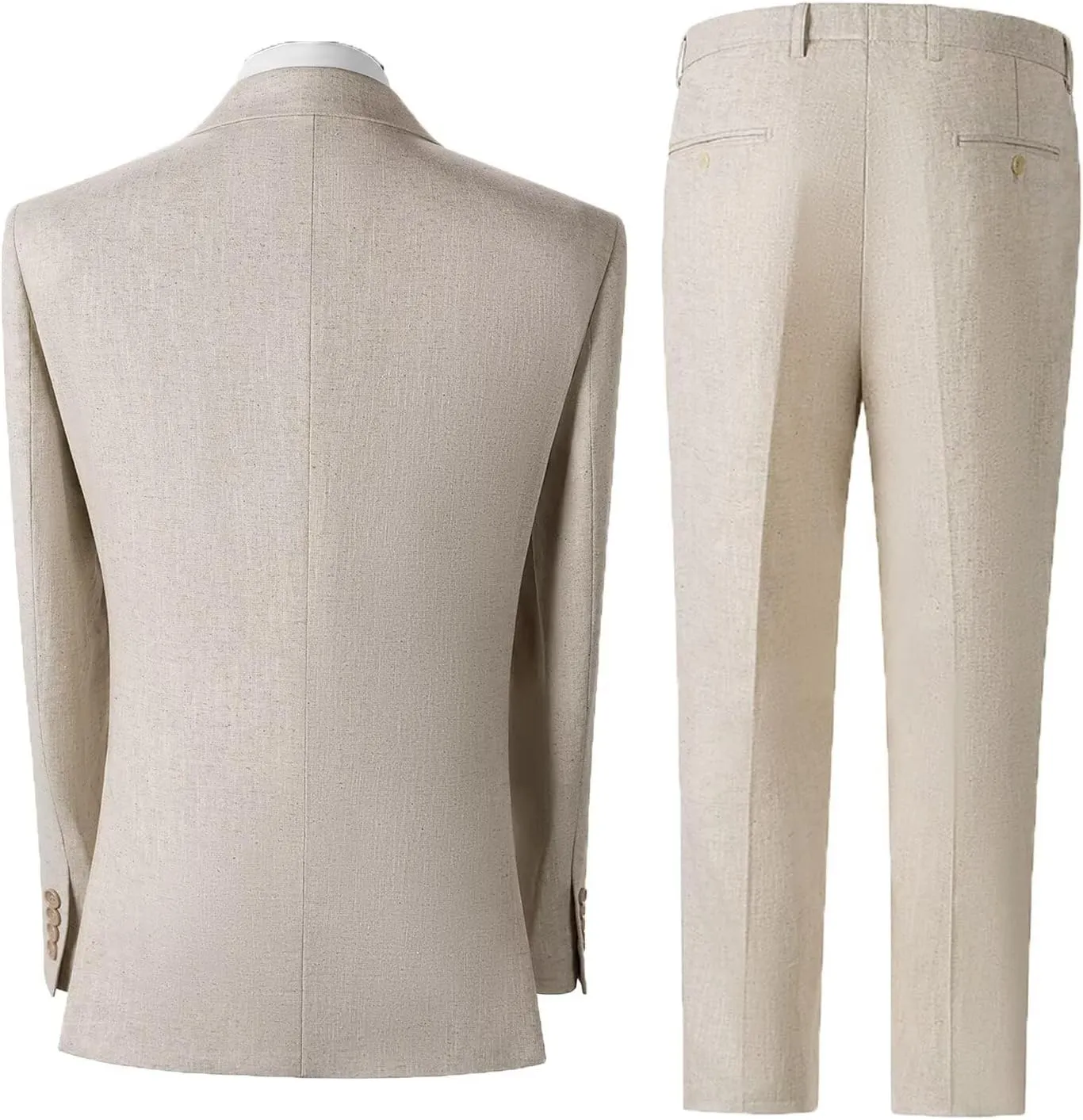 Men's Linen Suits 2 Piece Wedding Suit Vintage Summer Casual Tuxedo Suit Slim Fit Beach Groomsmen Blazer Jacket Pants Set