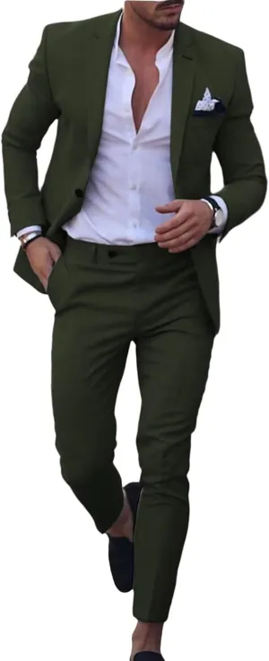 Men's Linen Suits 2 Piece Wedding Suit Vintage Summer Casual Tuxedo Suit Slim Fit Beach Groomsmen Blazer Jacket Pants Set