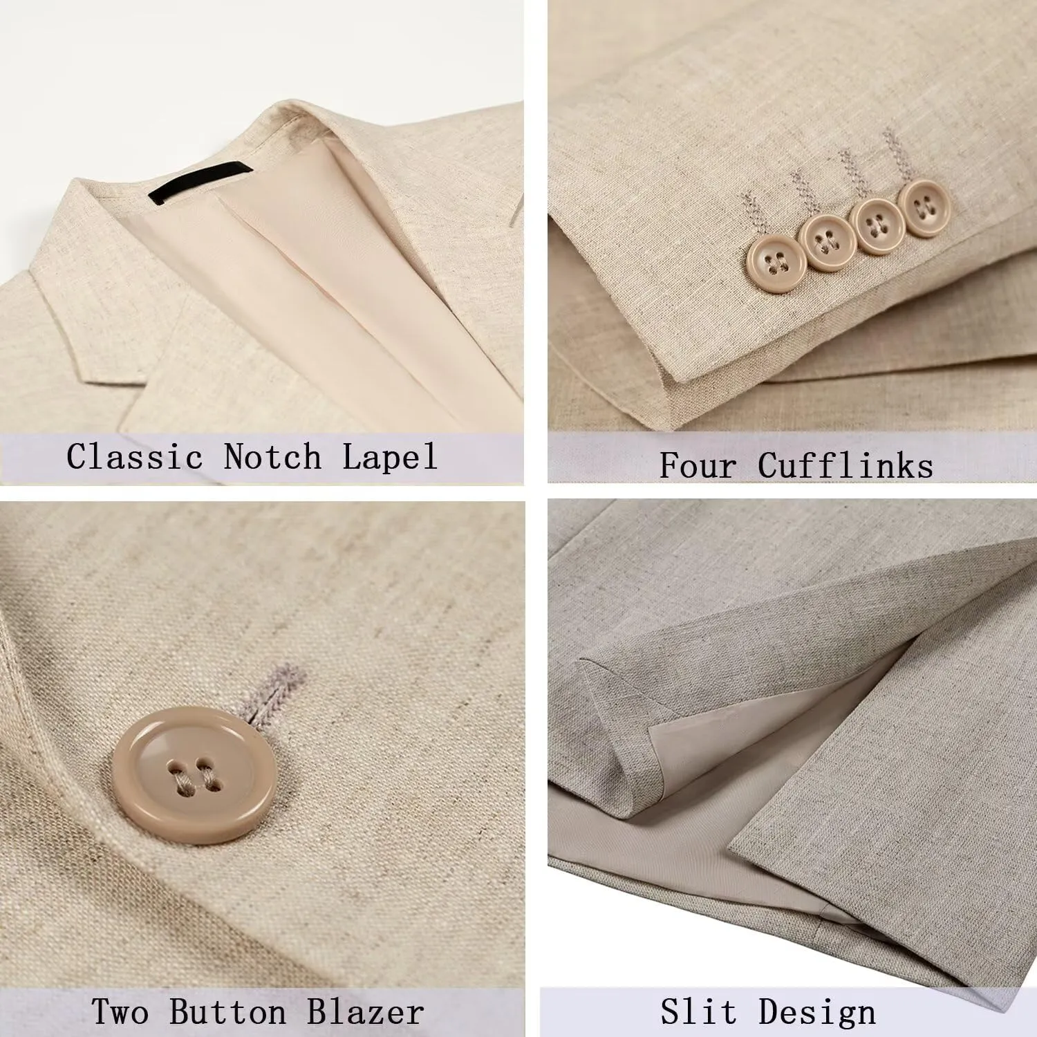 Men's Linen Suits 2 Piece Wedding Suit Vintage Summer Casual Tuxedo Suit Slim Fit Beach Groomsmen Blazer Jacket Pants Set