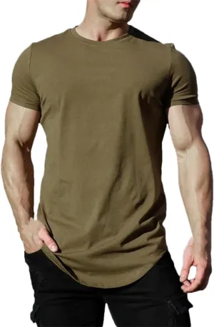 Mens Muscle Fitness T Shirt Summer Cotton Short Sleeve Gym Workout Athleisure Sport Top
